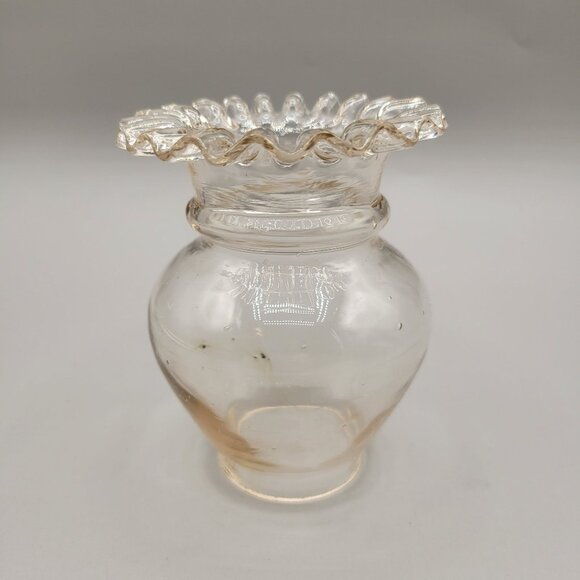 Peach Glass Lamp Shade Vintage Blown Glass Crimped Edge - Picture 4 of 10